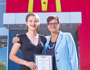 Kaitlyn Guise was the recipient of the 2016 McDonald's Scholarship Award, seen here with Angela Seymour, McDonald's Community Relations Representative.